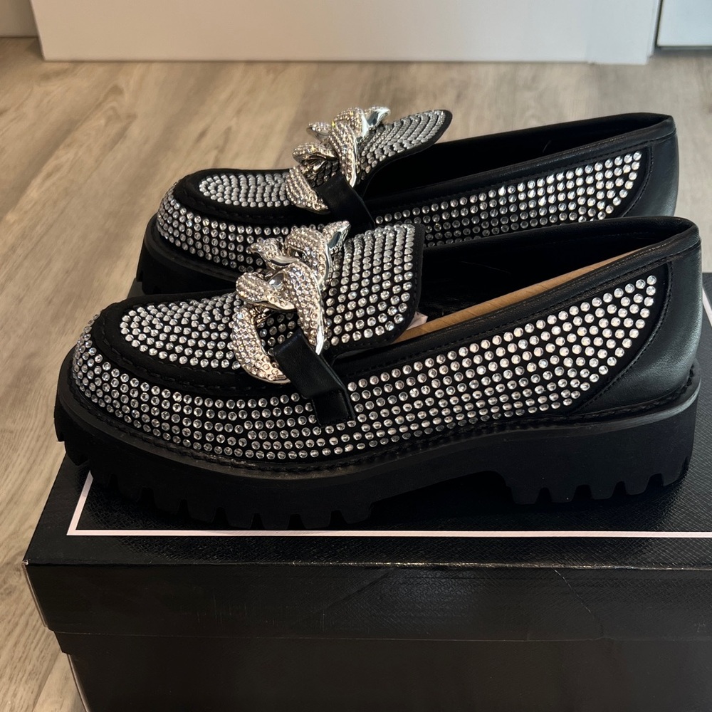 Brand new! Karl Lagerfeld Black and Rhinestone Embellished Loafers - Picture 3 of 7